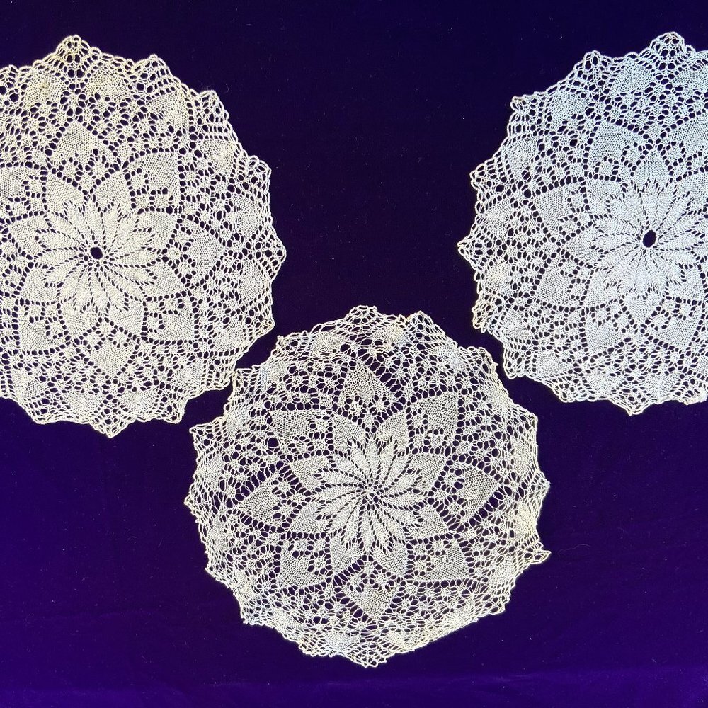 Vintage Bundle of 3 Crocheted serviette doilies